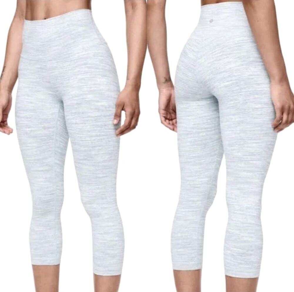 Lululemon Wunder Under Crop High Rise 21” Capri Leggings Gray Heather Stripe 6